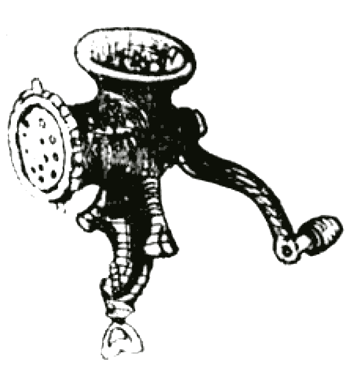 A hand mincer, drawn in ink