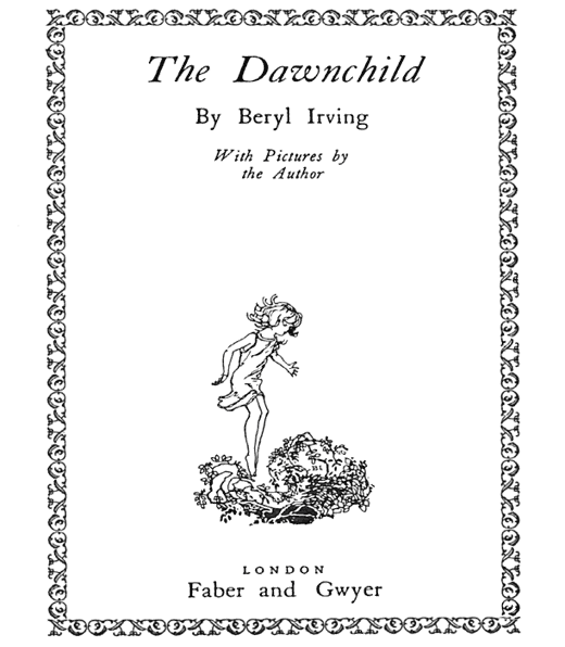 The 1926 title page of The Dawnchild with its small running figure